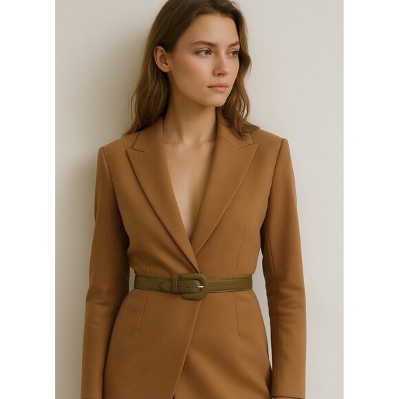 Charter Club Belt Genuine Green Leather Gold Tone Prong Women's Size S - Picture 1 of 9